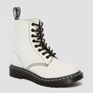 Doc Martens 1460 Pascal Black Optical White Virginia Boots Size 37